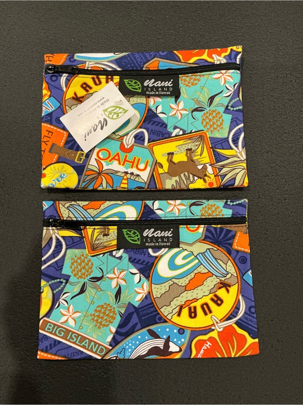 New! Set of 2 Nani Island Make-Up/Trinkle/Treasure Bags - Made in Hawaii!